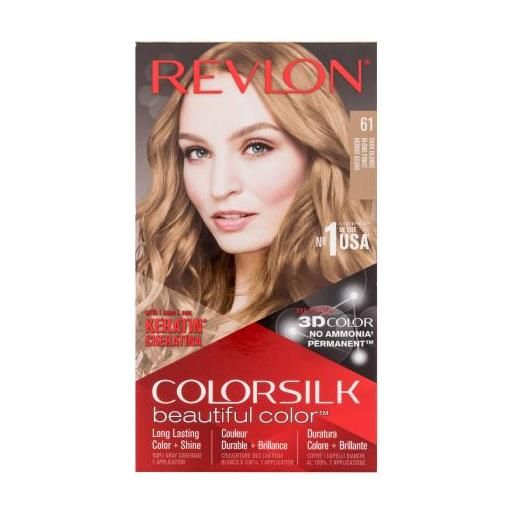 Revlon colorsilk beautiful color tonalità 61 dark blonde cofanetti tinta per capelli colorsilk beautiful color 59,1 ml + sviluppatore 59,1 ml + balsamo 11,8 ml + guanti per donna