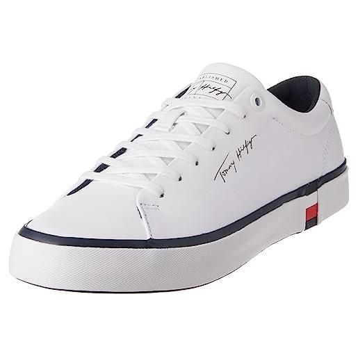 Tommy Hilfiger modern vulc corporate leather fm0fm04922, sneaker vulcanizzate uomo, bianco (white), 42 eu