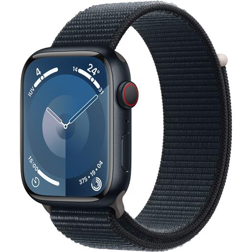 APPLE smartwatch apple watch series 9 gps + cellular cassa 45mm in alluminio mezzanotte con cinturino sport loop mezzanotte