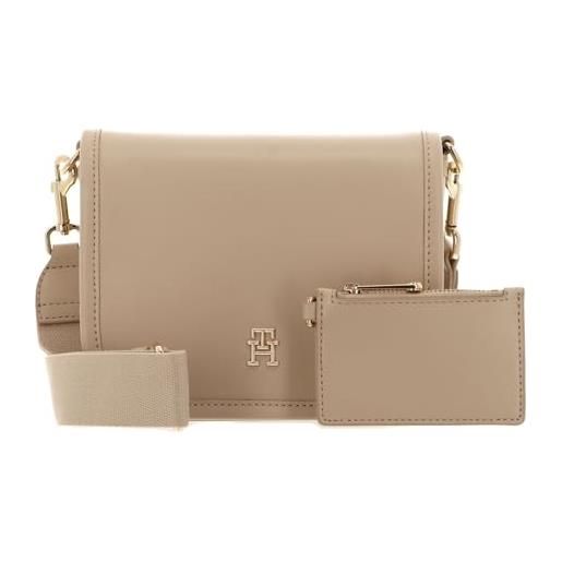 Tommy Hilfiger th city crossover aw0aw15694, borse a tracolla donna, beige (white clay), os