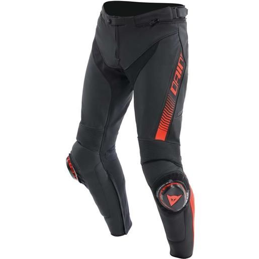 Dainese pantalone moto in pelle Dainese super speed black rosso fluo