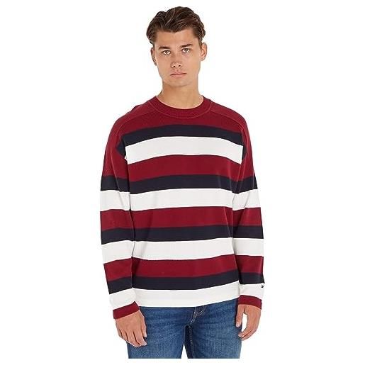 Tommy Hilfiger pullover uomo allover stripe senza cappuccio, multicolore (global stp allover), m