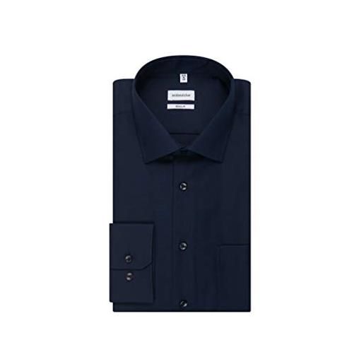 Seidensticker business hemd regular camicia formale, blu (dark blue 19), 48 (taglia unica: 42) uomo