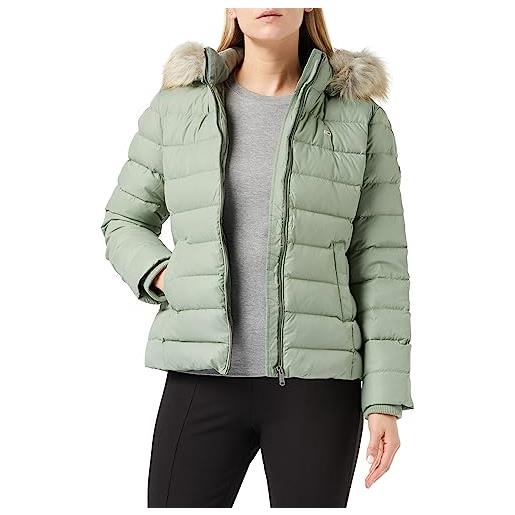 Tommy Jeans tjw basic hooded down jacket dw0dw08588 giacche imbottite, verde (drab olive green), s donna