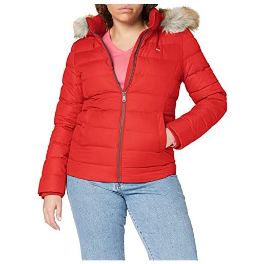 Tommy Jeans tjw basic hooded down jacket dw0dw08588 giacche imbottite, rosso (rouge), xs donna