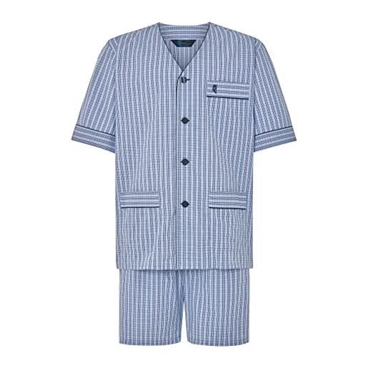 El Búho Nocturno pigiama uomo estivo manica corta classico tessuto popeline senza collo o pigiama per uomo corto maglia confortevole, (pigiama popeline blu 4532_38), (xxl)