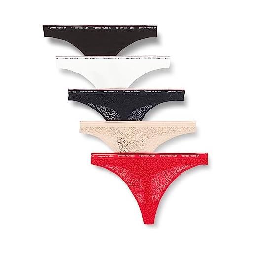 Tommy Hilfiger thong 5 pack gifting, infradito donna, rouge/ultra/guava/des sky/burg, s