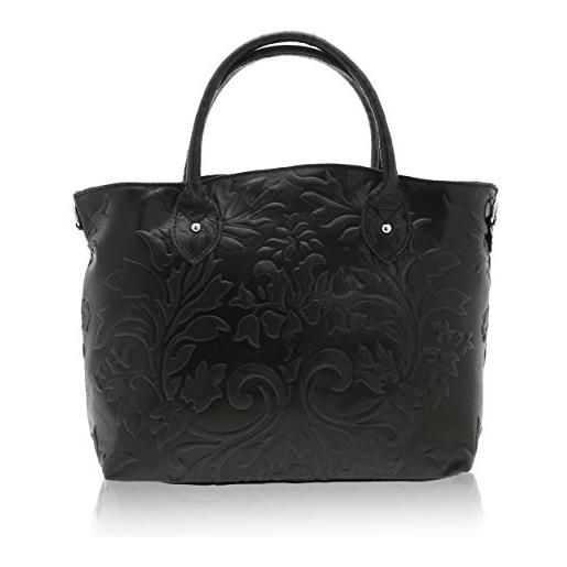 Chicca Borse - handbag borsa a mano da donna realizzata in vera pelle made in italy - 35 x 28 x 11 cm