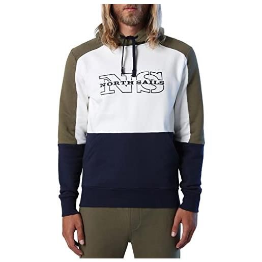 North sails hoodie sweatshirt w/graphic felpa con cappuccio, combo 1, small uomo