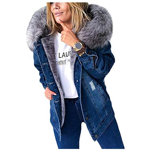 Minetom giubbotto donna jeans giacca in pelliccia faux invernali giacca di jeans giacche parka cappotto corto oversize giubbotto giubbini cappotti a nero 3xl