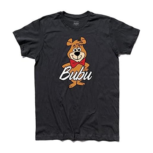 3styler t-shirt uomo bubu 1 - l'amico dell'orso yoghi - boboo bear - yellowstone park - linea classic - 100% cotone 185 gr/mq (l, verde)