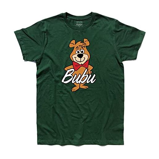 3styler t-shirt uomo bubu 1 - l'amico dell'orso yoghi - boboo bear - yellowstone park - linea classic - 100% cotone 185 gr/mq (xxl, nero)