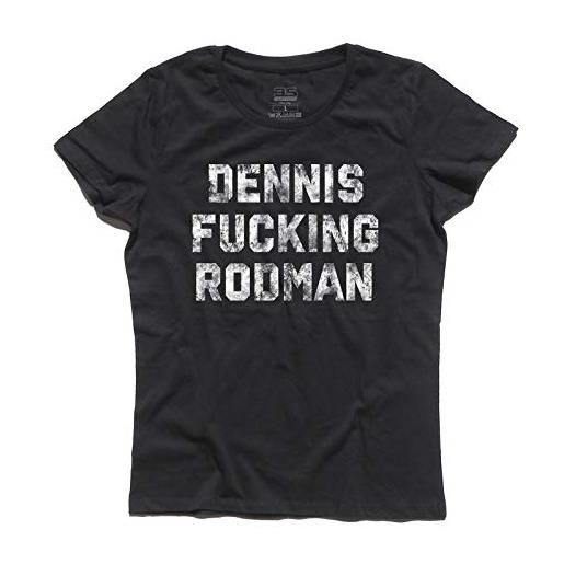 3styler t-shirt donna dennis fucking rodman - basket pallacanestro shirt - linea classic - 100% cotone 185 gr/mq (l, nero)