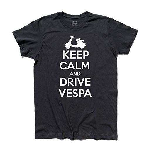3styler t-shirt uomo keep calm and drive vespa - mods style - linea classic - 100% cotone 185 gr/mq (xxl, nero)