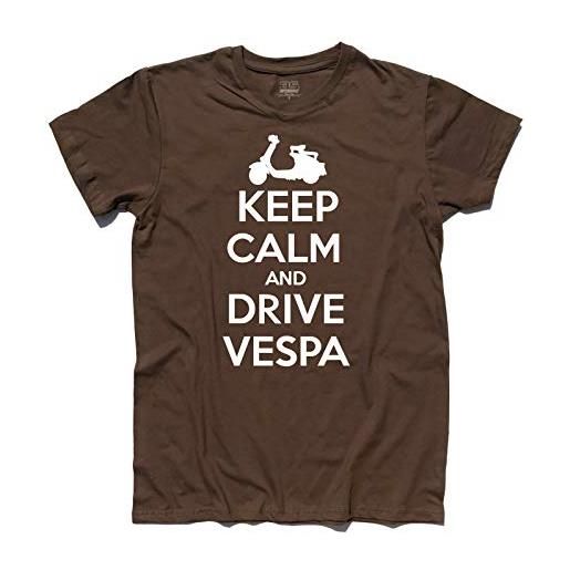 3styler t-shirt uomo keep calm and drive vespa - mods style - linea classic - 100% cotone 185 gr/mq (xxl, nero)