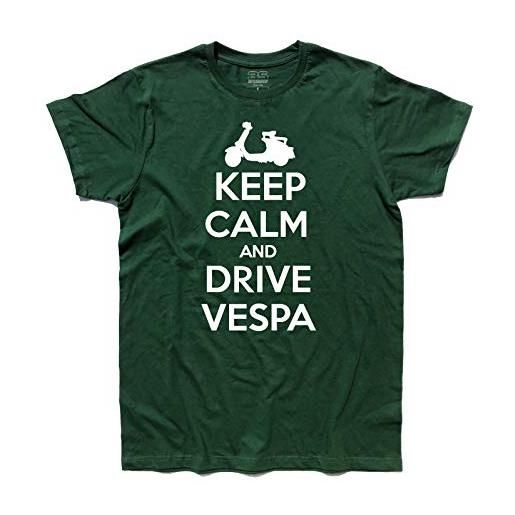 3stylershop t-shirt uomo keep calm and drive vespa - mods style (l, blu)
