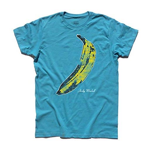 3styler t-shirt uomo banana - andy copertine famose musica pop art - linea classic - 100% cotone 185 gr/mq (m, azzurro)