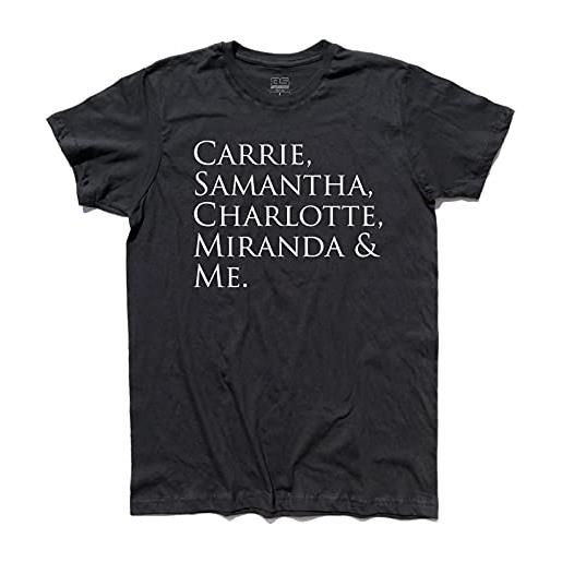 3styler t-shirt uomo carrie, samantha, charlotte, miranda & me - bradshaw new york manhattan shirt - linea classic - 100% cotone 185 gr/mq (xl, nero)