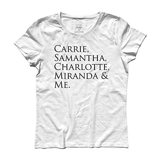 3stylershop t-shirt donna carrie, samantha, charlotte, miranda & me - bradshaw new york manhattan shirt (xl, bianco)