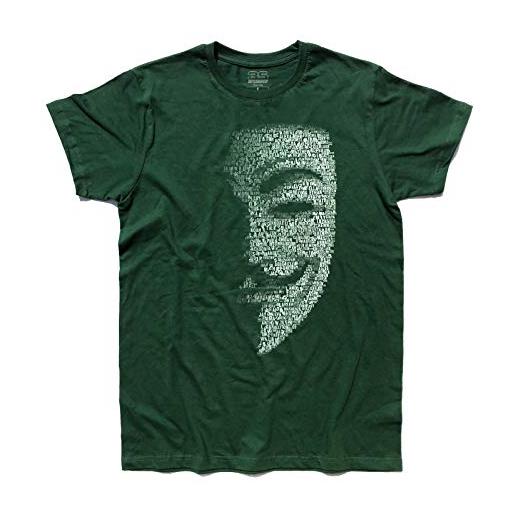 3styler t-shirt uomo v per vendetta - maschera guy fawkes - linea classic - 100% cotone 185 gr/mq (m, blu)