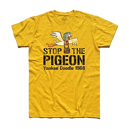 3styler t-shirt uomo stop the pigeon - yankee doodle - linea classic - 100% cotone 185 gr/mq (xl, giallo)
