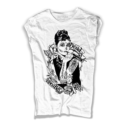 3stylercollection woman's t-shirt audrey hepburn tattooed inspired by breakfast at tiffany's