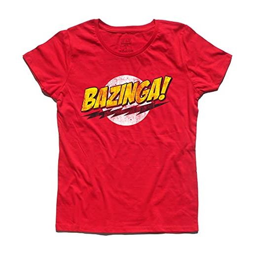 3styler t-shirt donna sheldon the big bang theory cooper - nerd geek shirt - linea classic - 100% cotone 185 gr/mq (s, rosso)