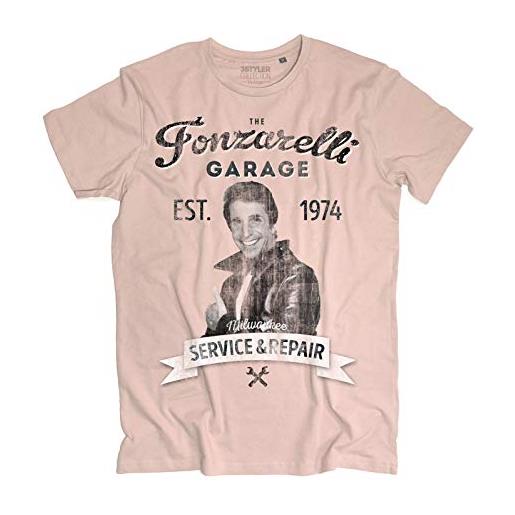 3styler t-shirt uomo fonzie - the fonz happy days - linea vintage - cotone organico 140 gr/mq