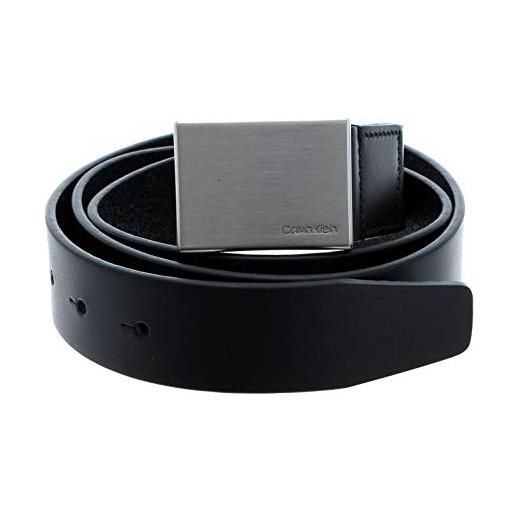 Calvin Klein cintura uomo formal plaque belt 3.5 cm cintura in pelle, nero (black), 115 cm
