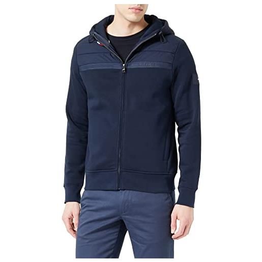 Tommy Hilfiger felpa con cappuccio e zip uomo mix media cerniera, nero (black), m