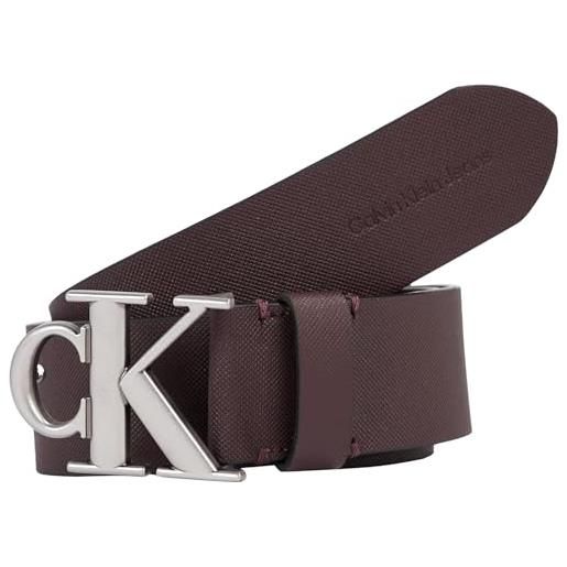 Calvin Klein Jeans ro mono plaque lthr belt 40mm k50k511418 cinture, nero (bitter brown), 130 uomo