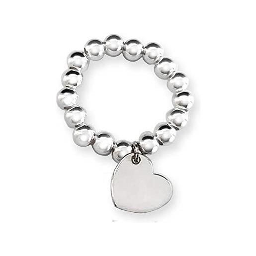 Flores anello elastico in argento 925 con cuore pendente (taglia m)