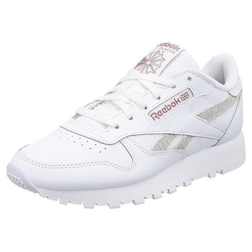 Reebok cl leather, sneaker donna, chalk/chalk/pospin, 42 eu