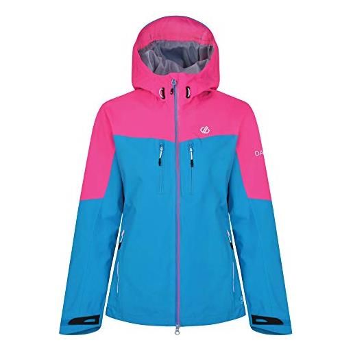 Dare 2b surfiest waterproof and breathable hooded outdoor hiking giacca, donna, blu (blue jewel/cyber pink), 42 it