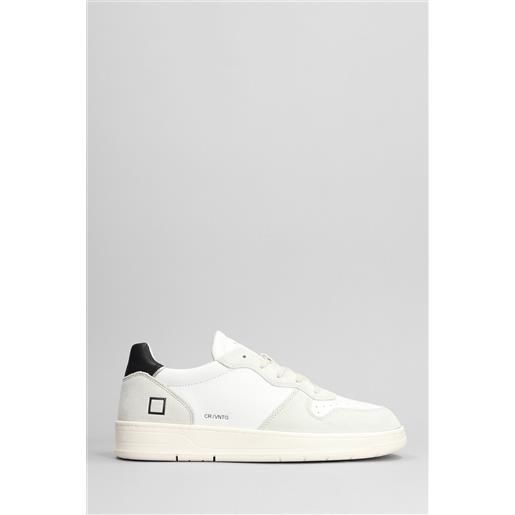 D.a.t.e. sneakers court in pelle e camoscio bianco