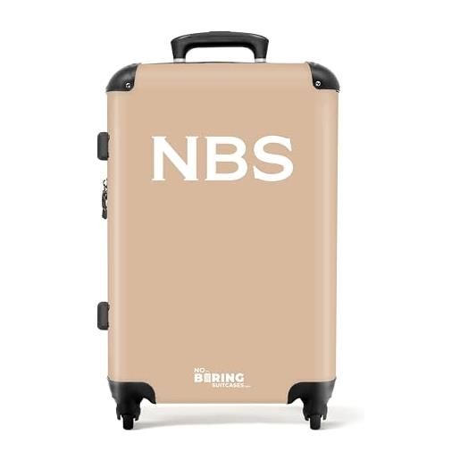 NoBoringSuitcases.com valigia modello, arenaria con scritta bianca, midsize, bagaglio per bambini