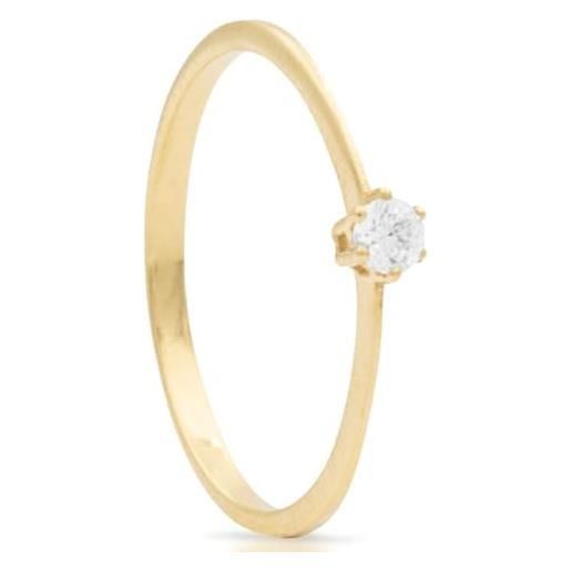 PRIORITY anello solitario con zirconi da 3 mm | priority | anello oro | anello solitario | anello zirconia, zirconia, oro giallo