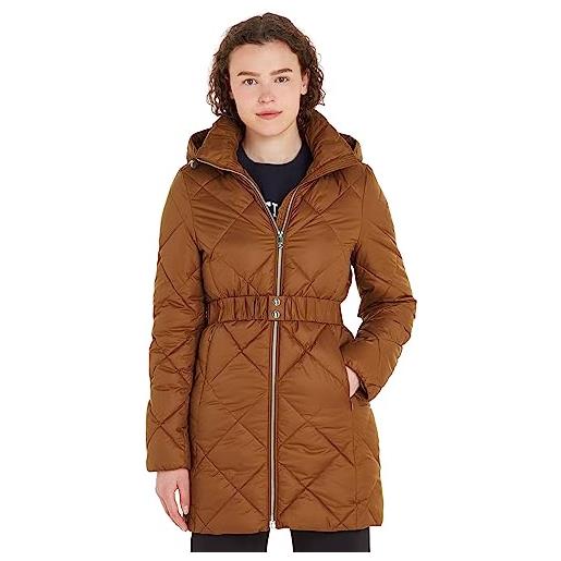Tommy Hilfiger cappotto piumino donna belted quilted invernale, marrone (natural cognac), xxs