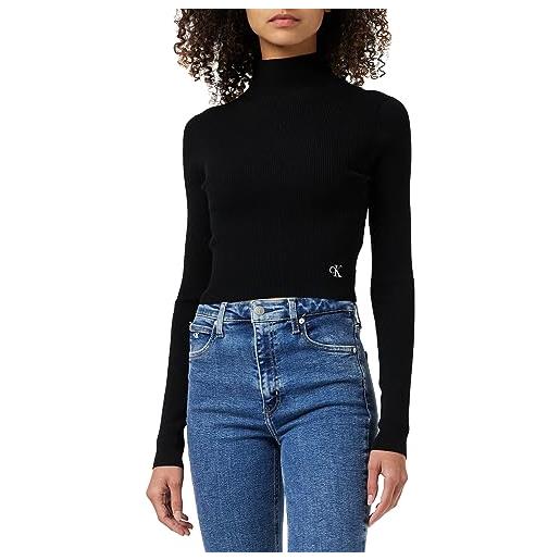 Calvin Klein Jeans easy cropped sweater j20j222722 maglioni, nero (ck black), xl donna