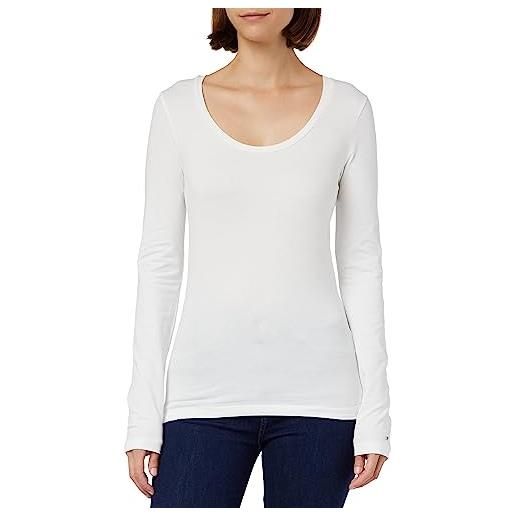 Tommy Hilfiger maglietta maniche lunghe donna slim modern basic, bianco (th optic white), xxl