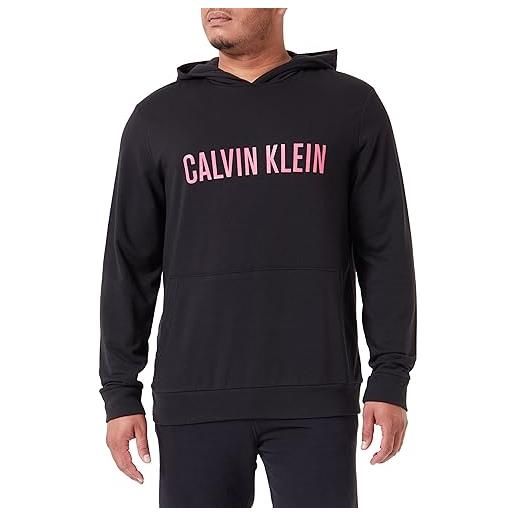 Calvin Klein felpa uomo l/s con cappuccio, multicolore (black w/ fuchsia rose), l