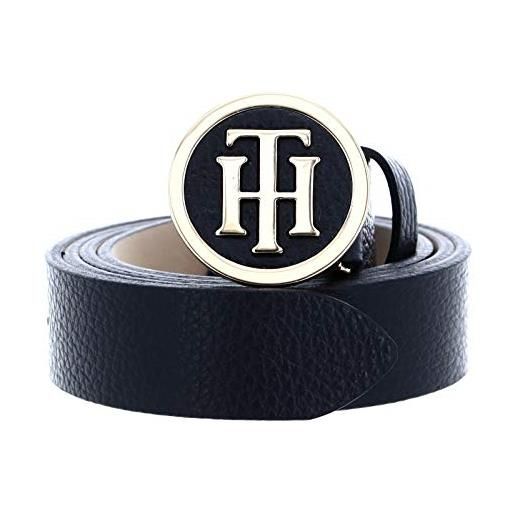 Tommy Hilfiger cintura donna th round buckle belt 3.0 cintura in pelle, nero (black), 85