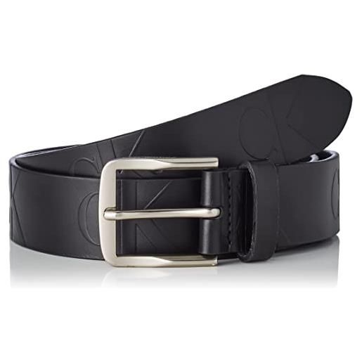 Calvin Klein Jeans cintura uomo forged classic belt 3.5 cm aop in pelle, nero (black), 105 cm