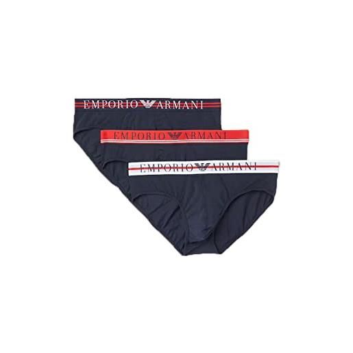 Emporio Armani 3-pack brief mixed waistband, slip uomo, nero/nero / bianco, xxl