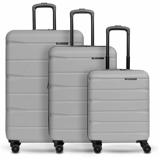 Franky abs13 set di valigie a 4 ruote, 3 pezzi con ripiegamento elasticizzato grigio
