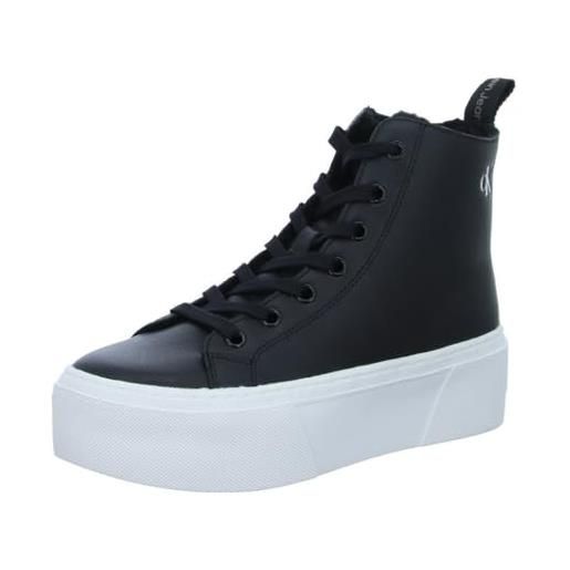Calvin Klein jeans sneakers con suola preformata donna flatform mid scarpe, nero (black/bright white), 38 eu