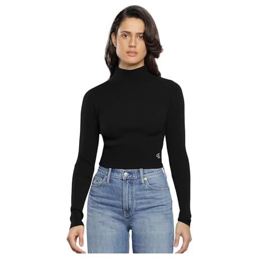 Calvin Klein Jeans easy cropped sweater j20j222722 maglioni, nero (ck black), xs donna