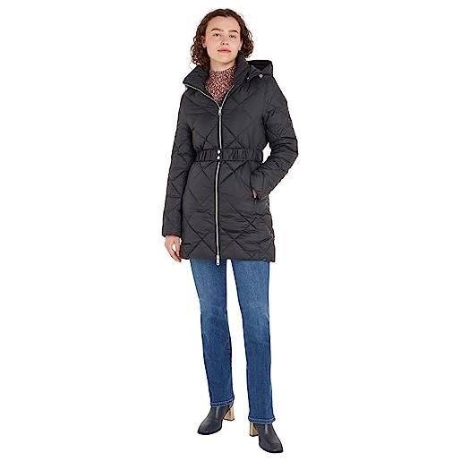 Tommy Hilfiger cappotto piumino donna belted quilted invernale, nero (black), l
