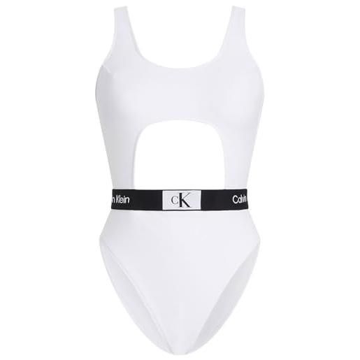 Calvin Klein cut out one piece-rp kw0kw02260 costume da bagno con tagli, bianco (pvh classic white), m donna