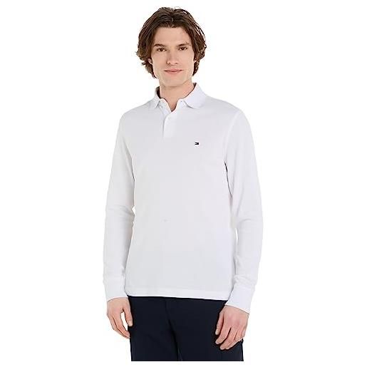 Tommy Hilfiger maglietta polo uomo maniche lunghe regular basic, bianco (white), s